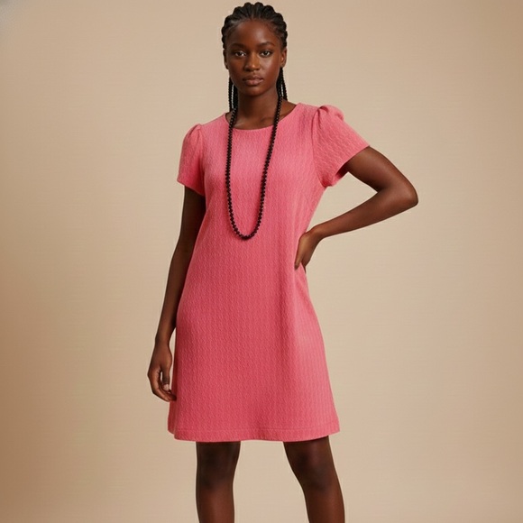 Anthropologie Dresses & Skirts - Anthropologie Maeve Coral Diamond Texture Mini Dress w/ Button Back - S